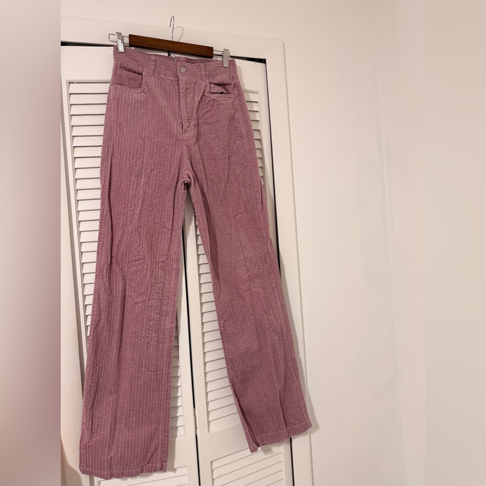 Mauve Textured Wide-Leg Pants